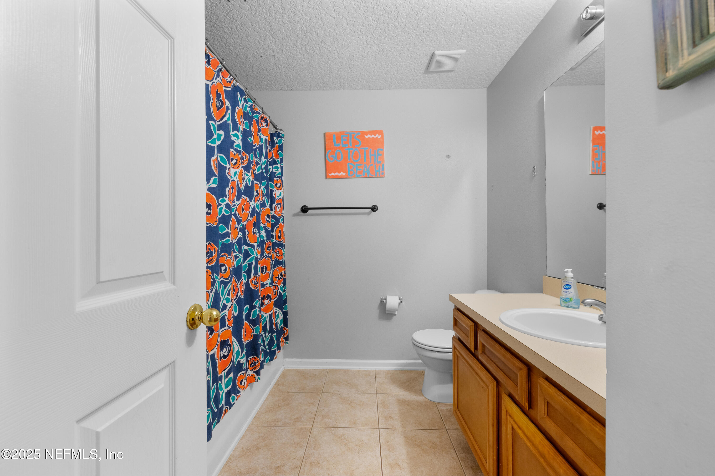 2784 Golden Lake Loop St. Augustine, FL 32084 - Photo 15 of 32 a bathroom with a sink a vanity and a shower curtain