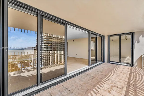 a view of a city from a balcony