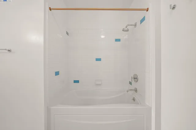 a close view of a bathtub in a bathroom