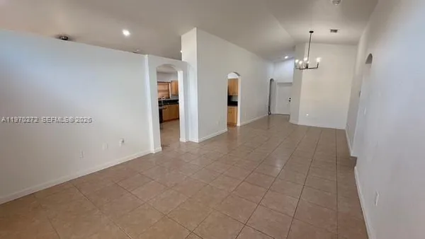 a view of a livingroom with a chandelier