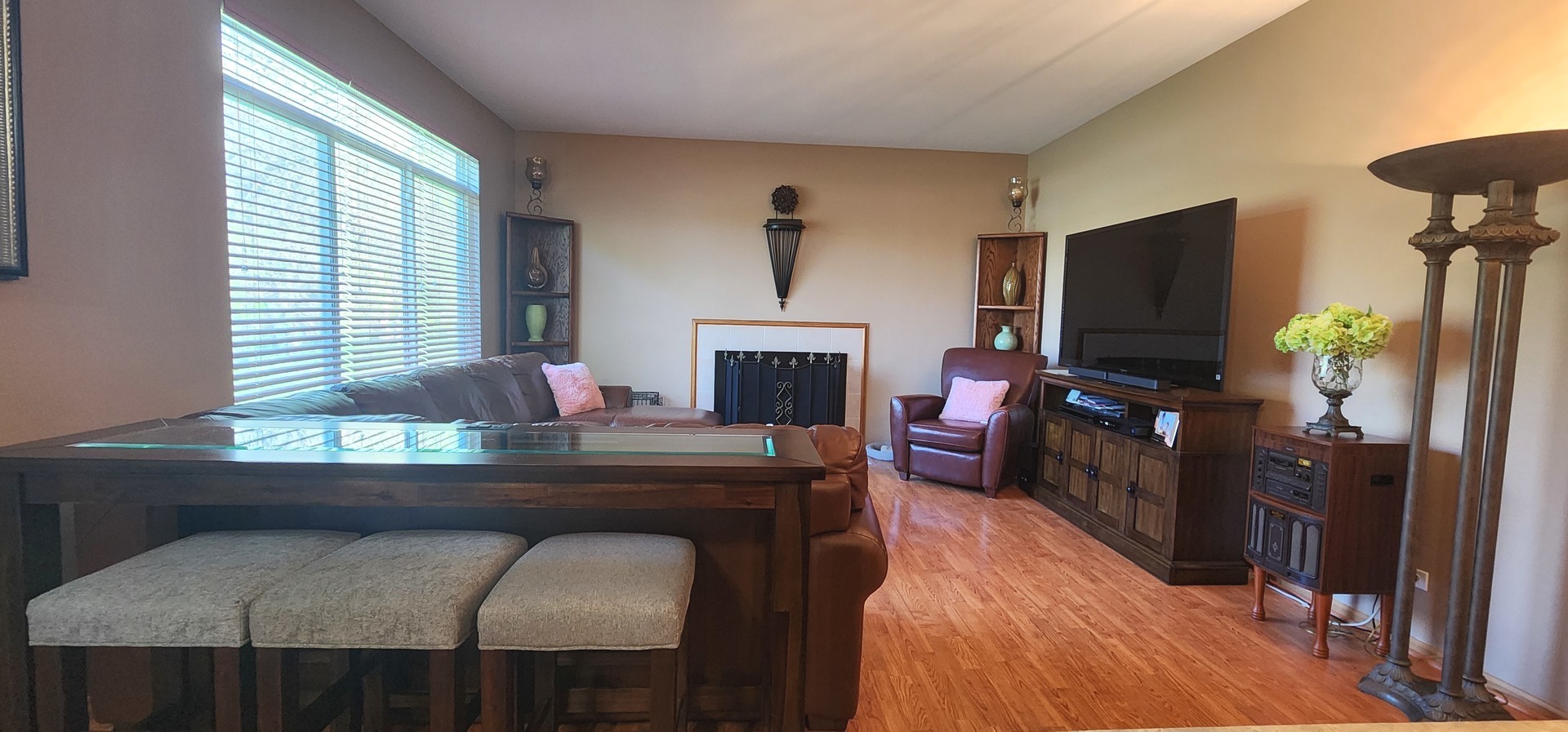 113 Sundance Road Matteson, IL 60443 - Photo 22 of 47 a living room with furniture a flat screen tv and a fireplace