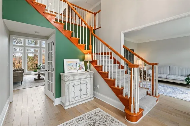 a view of entryway with livingroom and furniture
