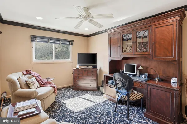 a workspace with furniture