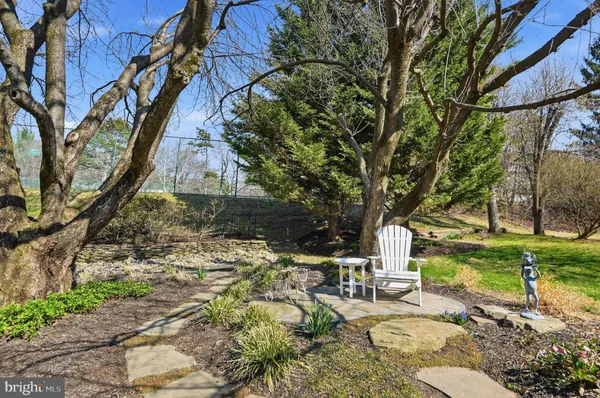 a view of backyard of house with green space