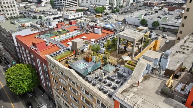 a city view with tall buildings