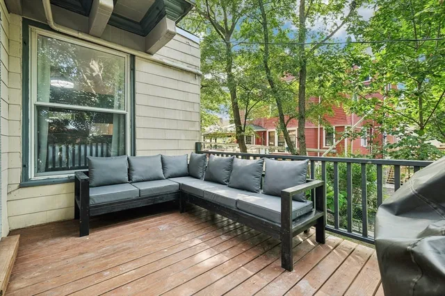 a balcony view with a couch