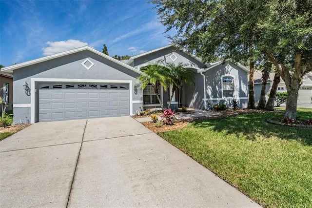 a aerial view of a house with a garden