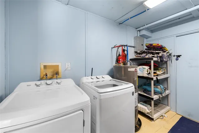 a view of a room with wooden walls