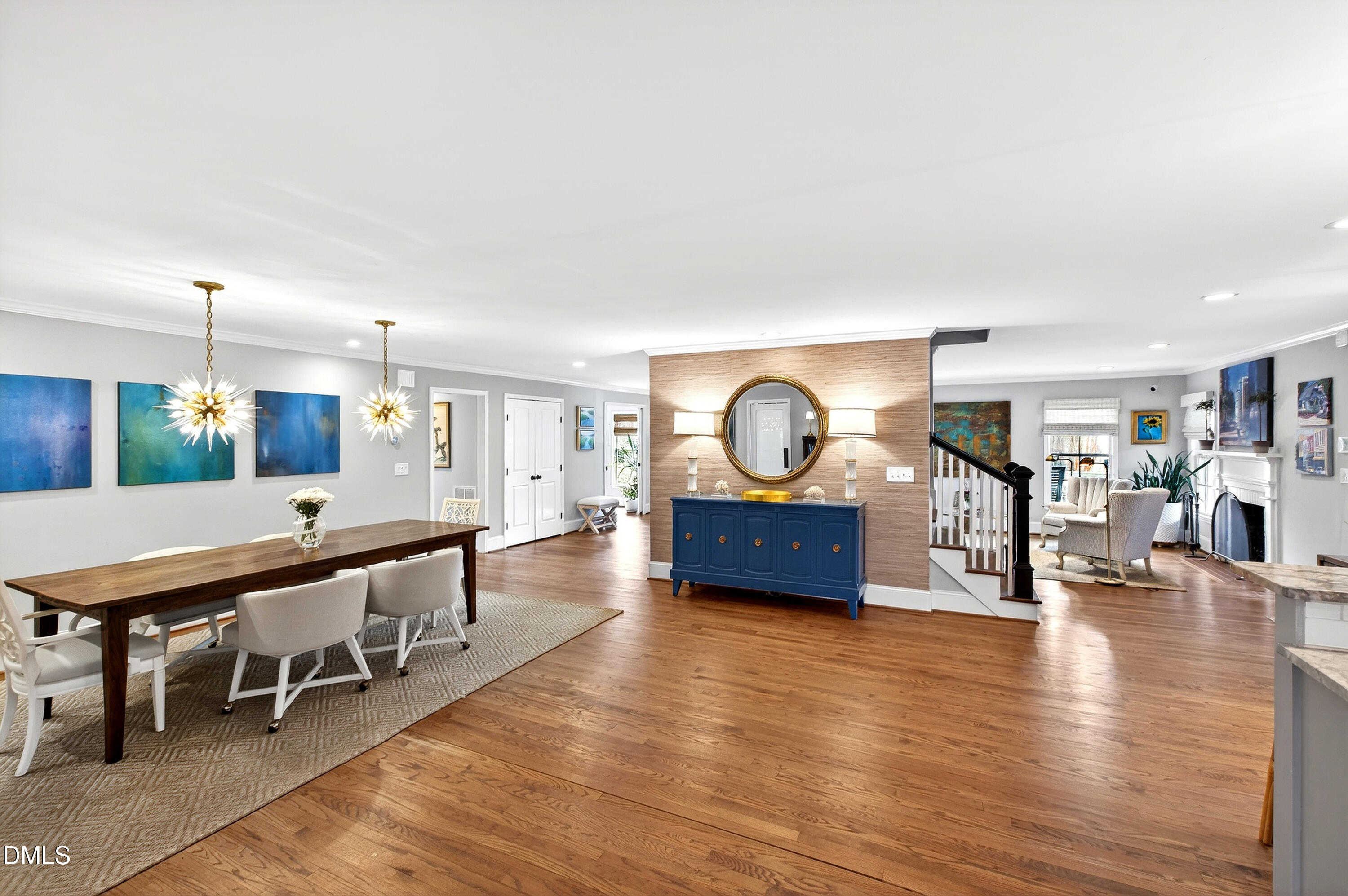 2622 Wells Avenue Raleigh, NC 27608 - Photo 28 of 65 a living room with furniture a table and kitchen view