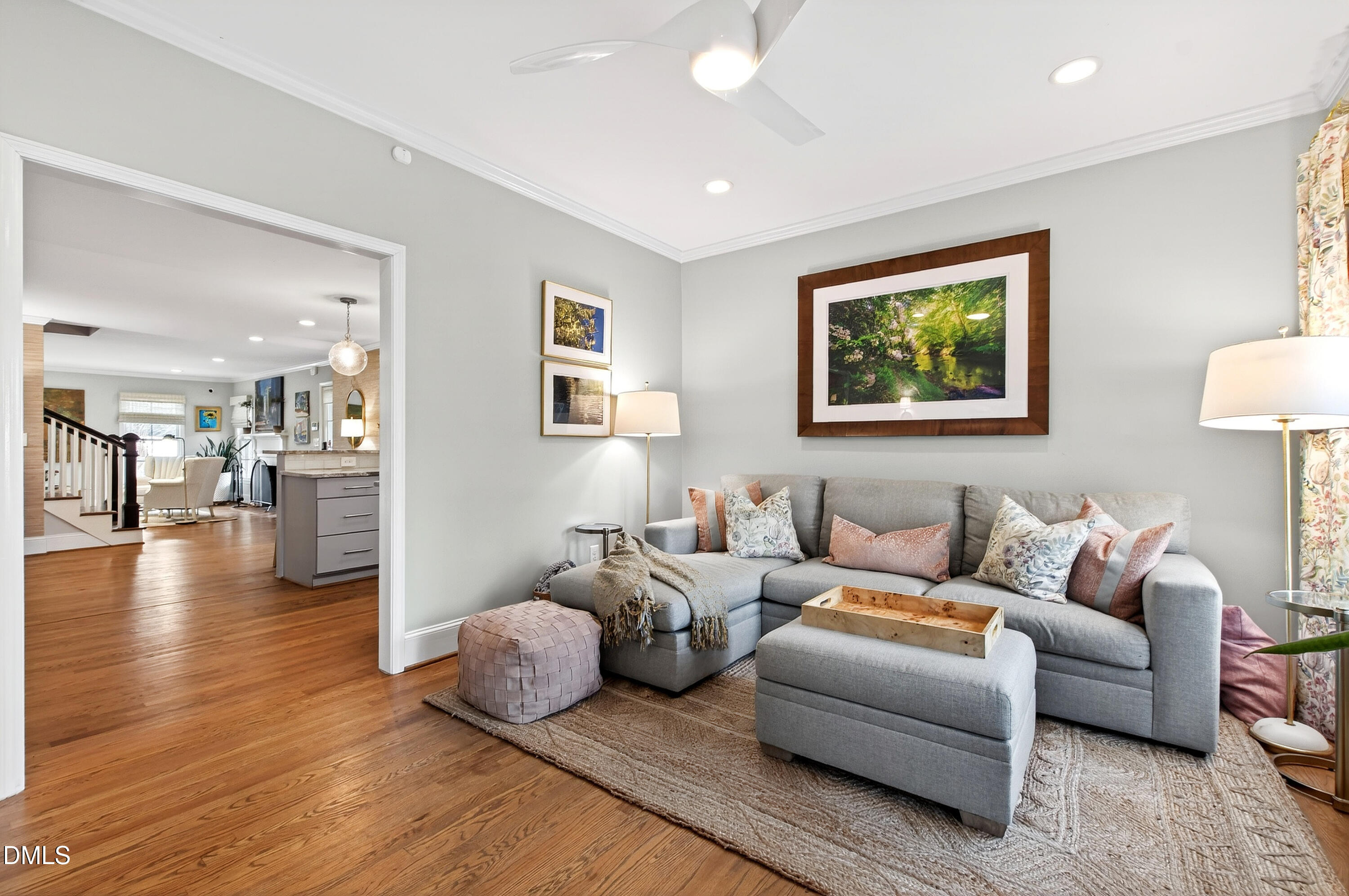 2622 Wells Avenue Raleigh, NC 27608 - Photo 30 of 65 a living room with furniture and wooden floor