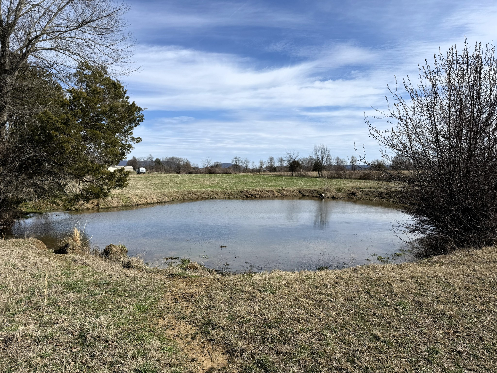 a view of a lake with outside space