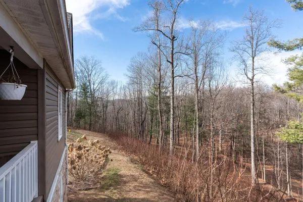 a view of a backyard of the house
