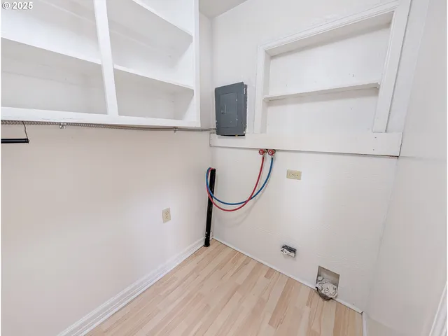 a view of small space with racks on the wall