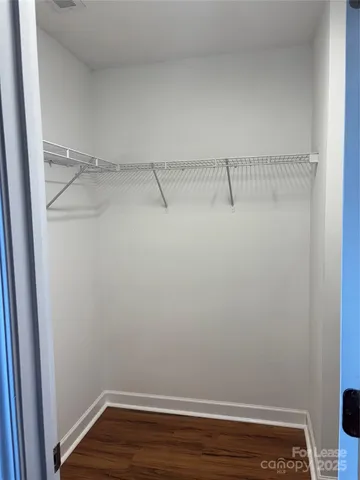 a view of an empty walk in closet