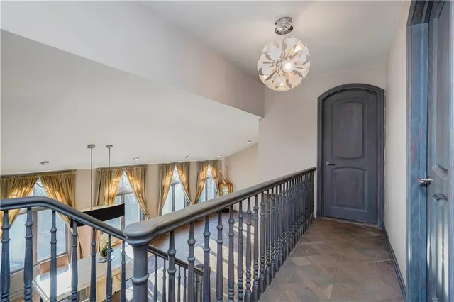 a view of livingroom with furniture and chandelier
