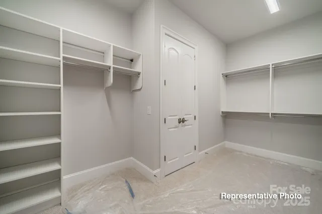 a view of an empty walk in closet