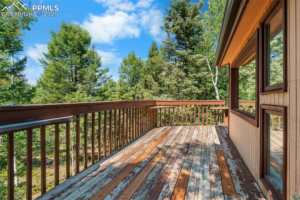 57 Granite Road Florissant, CO 80816 - Photo 17 of 46 a view of balcony with wooden floor
