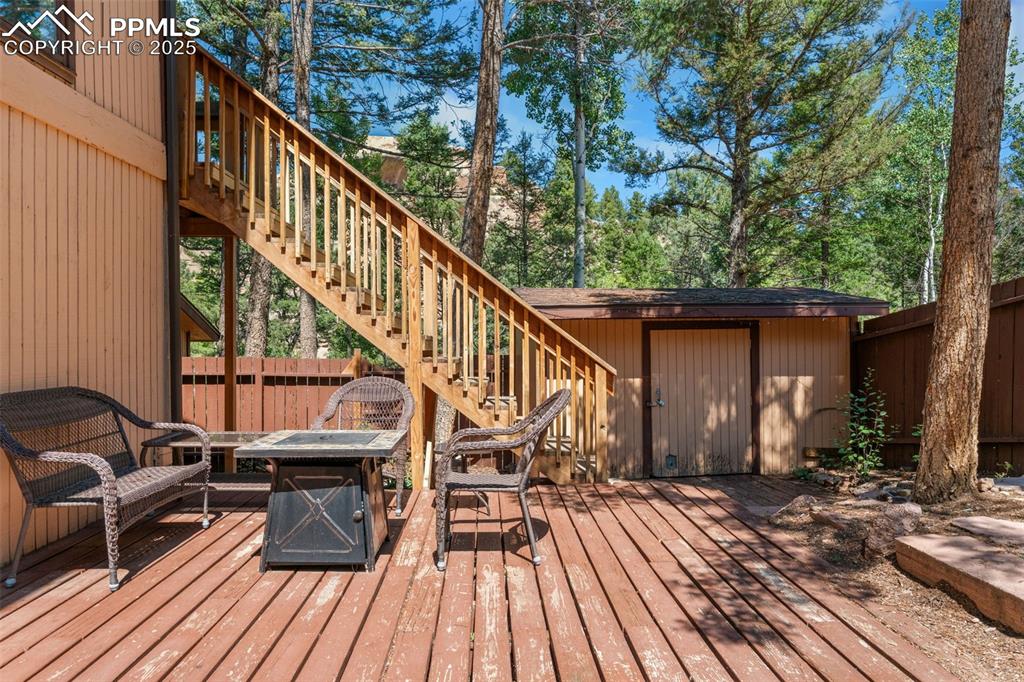 57 Granite Road Florissant, CO 80816 - Photo 38 of 46 a view of deck with chairs and wooden floor