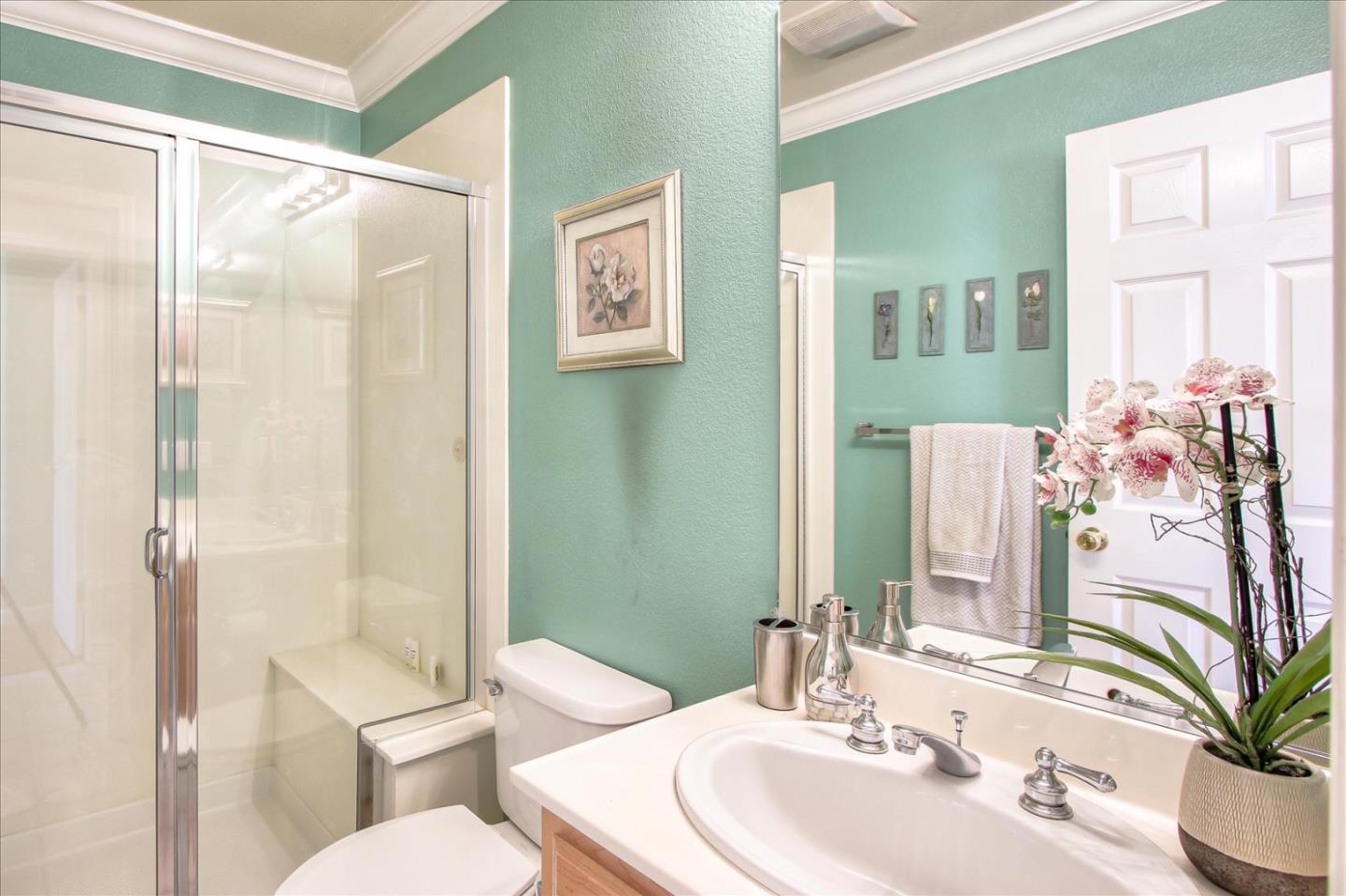 5869 Capilano Drive San Jose, CA 95138 - Photo 36 of 48 a bathroom with a sink mirror toilet and shower