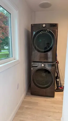 a utility room with a washer and dryer