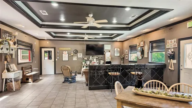 a living room with furniture