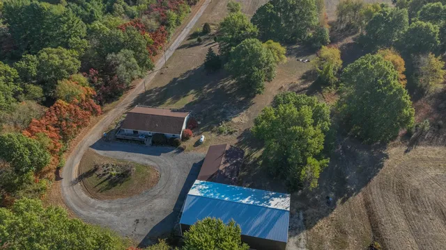 an aerial view of a house