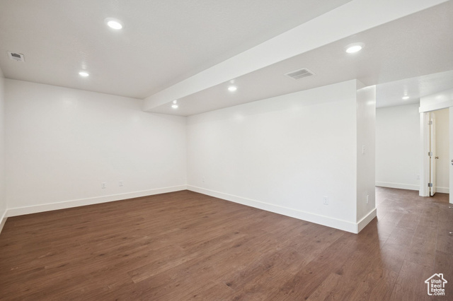 1615 North Angel Street, Unit F Layton, UT 84041 - Photo 3 of 45 Finished basement featuring dark wood-style flooring and recessed lighting
