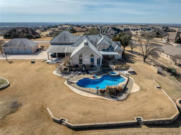an aerial view of a house