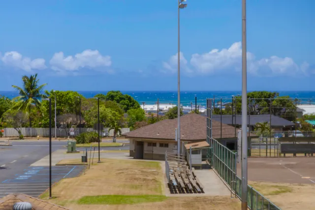 a view of a patio with swimming pool