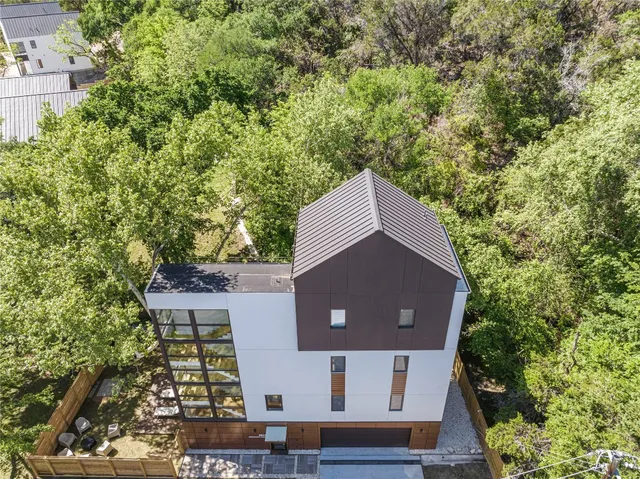 an aerial view of a house