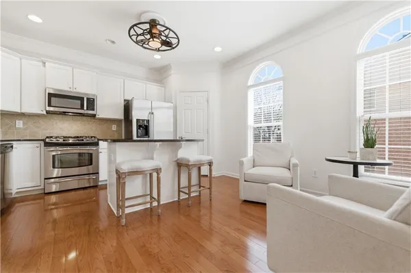 a view of balcony and wooden floor