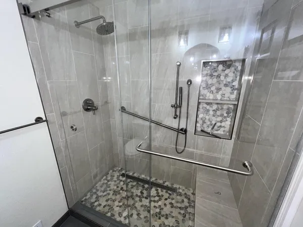 a bathroom with a shower