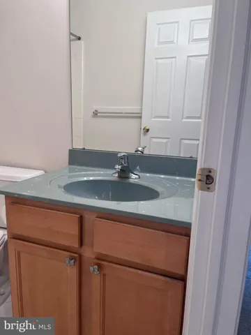 a bathroom with a sink and vanity