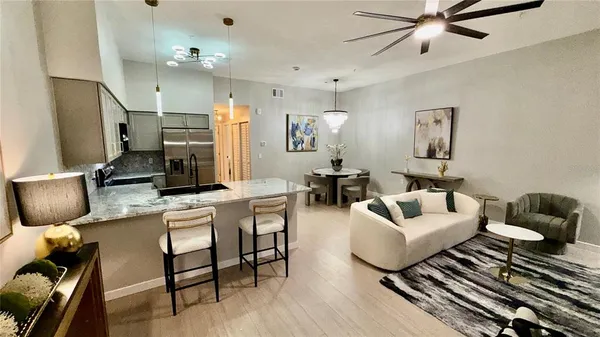 a living room with furniture