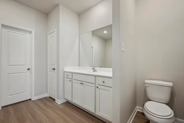 a bathroom with a toilet a sink and mirror