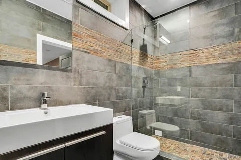 a view of a garden with houses