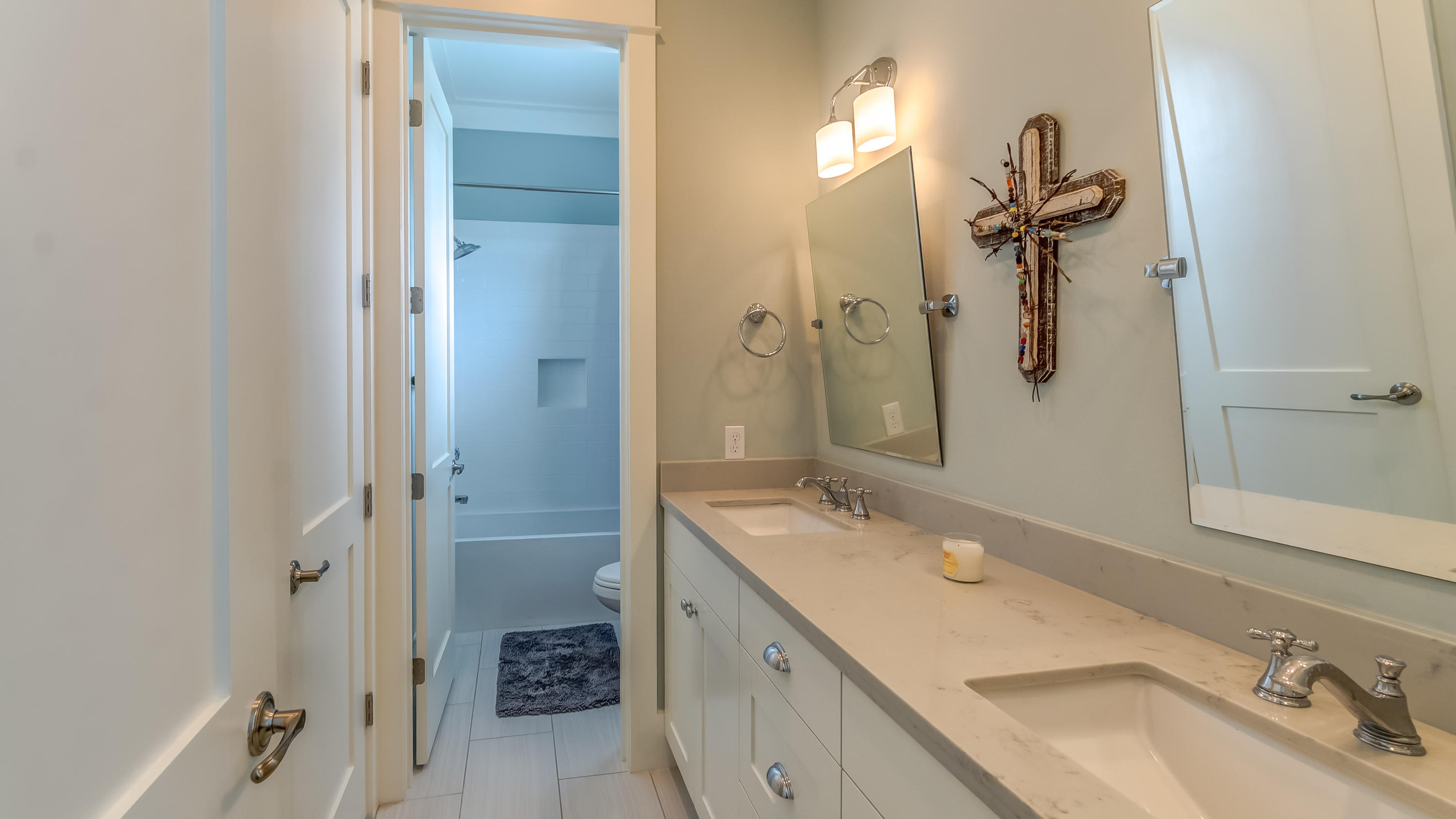 14 Endless Summer Way Inlet Beach Inlet Beach, FL 32461 - Photo 22 of 32 a bathroom with a sink and mirror with shower