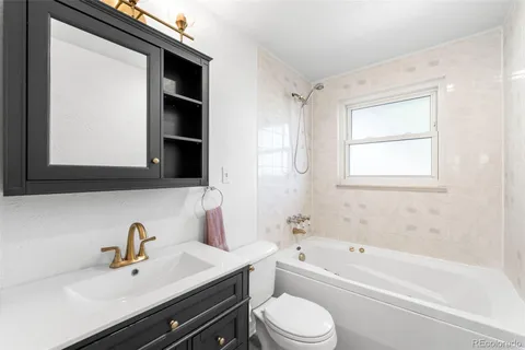 a bathroom with a sink a toilet and a bathtub