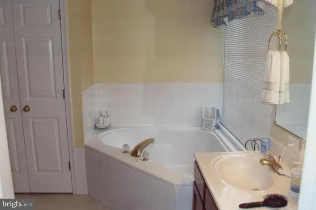 a bathroom with a sink and a tub