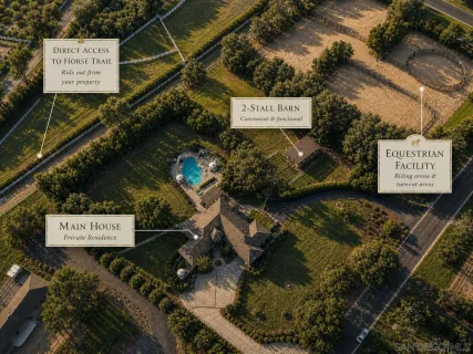 an aerial view of a house with a yard and lake view