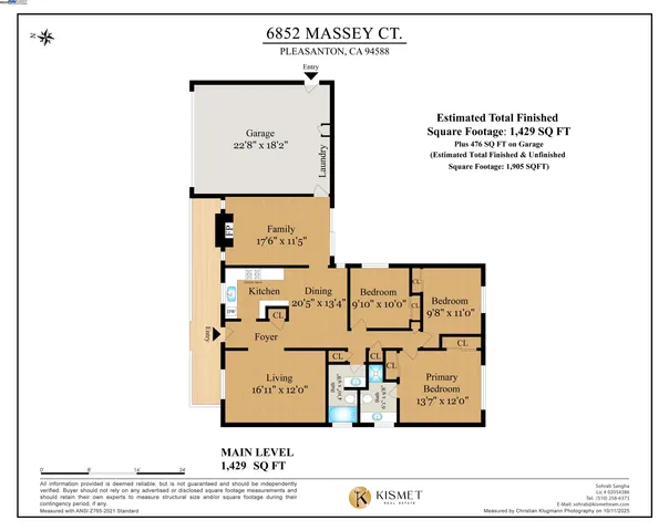$1,298,000 | 6852 Massey Court, Pleasanton, CA 94588