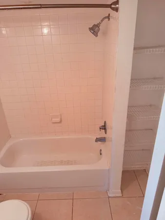 a bathroom with a bathtub