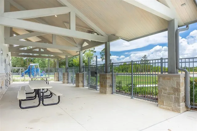 a view of a park with slide