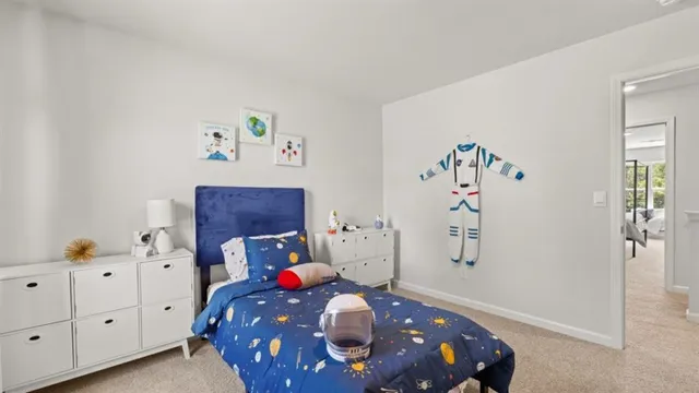 an aerial view of a highlighted house