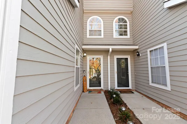 a front view of a house with a door