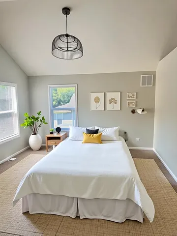 an empty room with windows