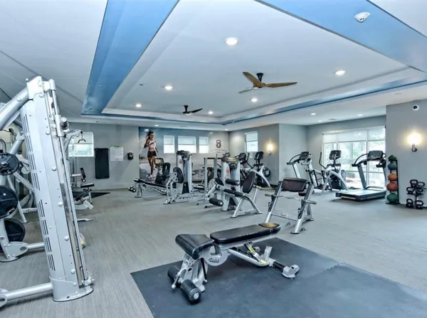 a view of a room with gym equipment