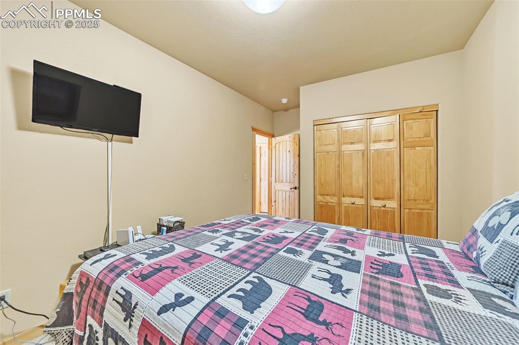 17549 Highway 67 Divide, CO 80814 - Photo 27 of 46 a bedroom with a bed and a flat screen tv