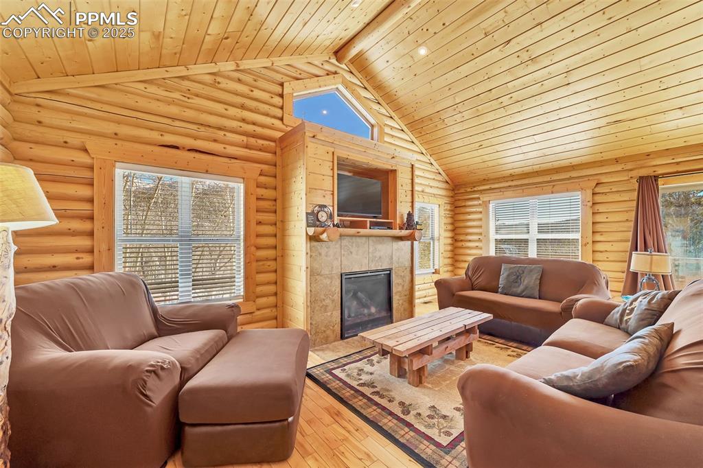 17549 Highway 67 Divide, CO 80814 - Photo 8 of 46 a living room with furniture windows and a fireplace