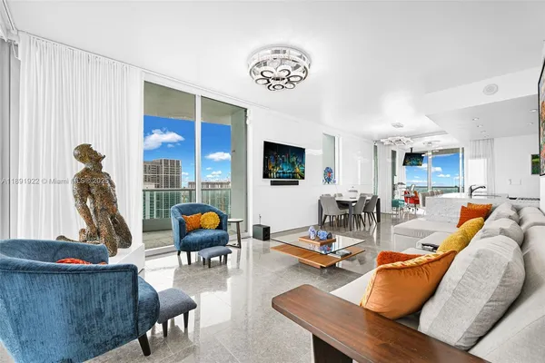 a living room with furniture and a flat screen tv